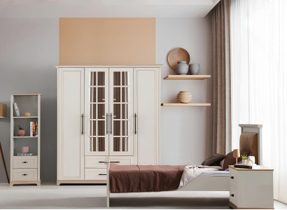 Weiße Jugendzimmer Möbel Designer Bett Stauschrank Bücherregal