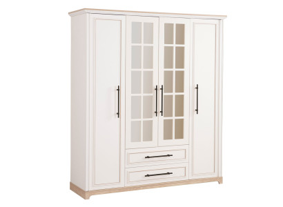 Großer Beiger Kleiderschrank Schlafzimmer Holzschrank Stauraum Möbel
