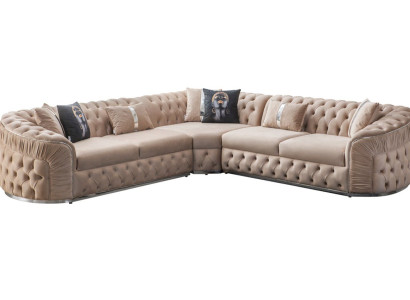 Filigranes Ecksofa in zartem Beige mit eleganten geschwungenen Linien