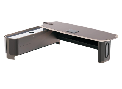Moderner Eckschreibtisch Luxus Design 280x200 cm Grau Hochglanz