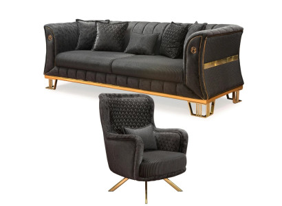 Das moderne Wohnzimmer Set (Sofagarnitur 3+1) harmoniert perfekt mit Textilien