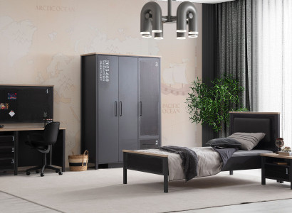 Jugendzimmer Möbel Designer Schlafbett Holz Nachttisch Holzschrank