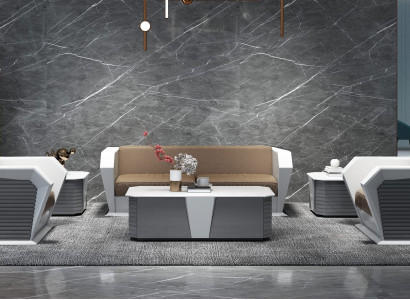 Elegantes 3-Sitzer Sofa aus Kunstleder in Braun-Weiß