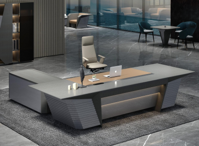 Moderner Schreibtisch in Grau – perfekt für Büro oder Homeoffice