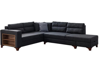 Hochwertiges Ecksofa mit stabilem Holzrahmen und integrierten Ablageflächen