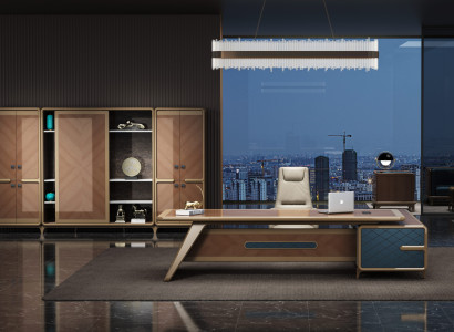 Eckschreibtisch mit Büroschrank in Braun – platzsparend und modern