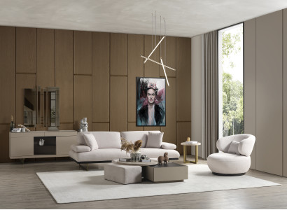 Textil Wohnzimmer Set Sofa 3 Sitzer Sessel Beistelltisch Couchtisch Sofagarnitur