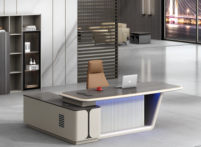 Eckschreibtisch mit LED-Beleuchtung für modernes Büro