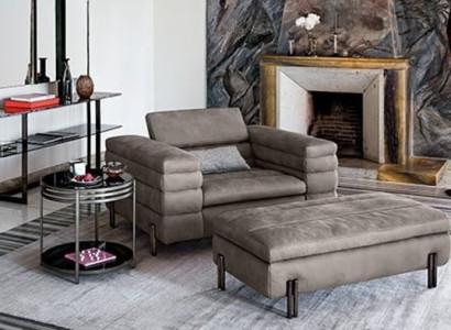 Design-Sessel in Kunstleder Grau Relaxsessel Polstersessel Komfortsessel