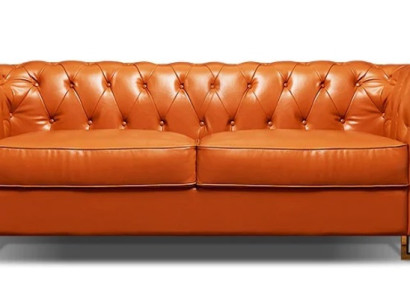 2-Sitzer Sofa aus Kunstleder Orange Polstersofa Zweisitzer Couch Wohnzimmer