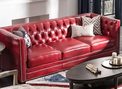 3-Sitzer Couch Kunstleder Dreisitzer Sofa Polstersofa Rot Komfortsofa