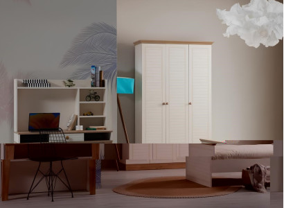 Hochwertige Schlafzimmer Garnitur Designer Kleiderschrank Holztisch