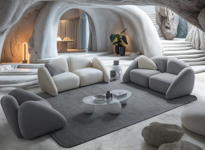 Stilvolle Weiß-Beige Couchgarnitur Exklusives 3-Sitzer Sofa Sessel