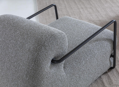 Grauer Designer Sessel Wohnzimmer Polstersessel Textil Bürosessel