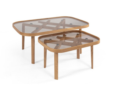 Luxuriöse rechteckige Beistelltische mit Tischplatte aus gehärtetem Glas