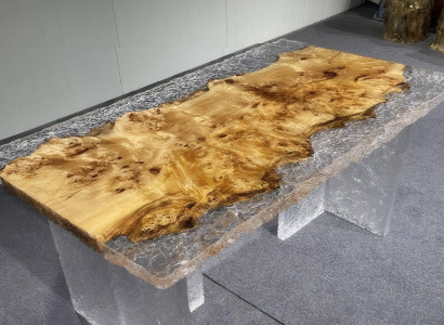 Eleganter Esstisch Moderner Epoxidtisch Esszimmer Eisstruktur Tisch