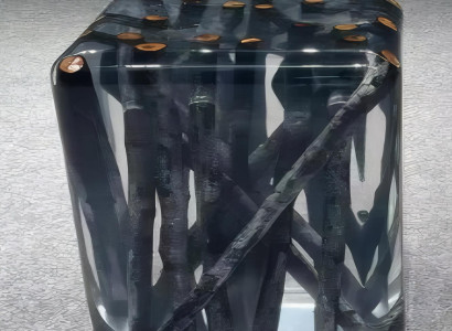 Quadratischer Grauer Beistelltisch Epoxidtische Luxuriöse Möbel