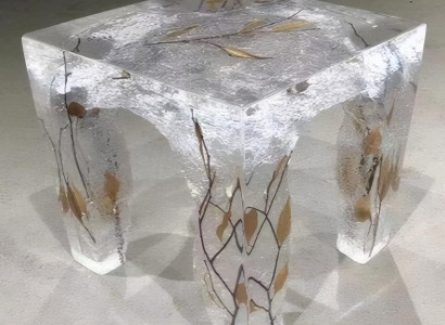 Luxuriöser Design-Beistelltisch mit Eisstruktur Epoxidharz Tisch