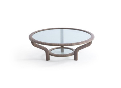 Runder Brauner Couchtisch Wohnzimmer Designer Glastisch Edle Möbel