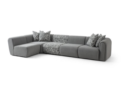 Graues Ecksofa Wohnzimmer L-Form Polstercouch Designer Sitzsofa
