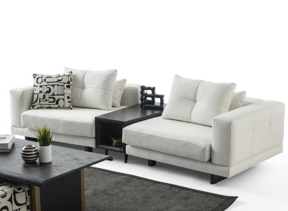 Weiße Wohnzimmer Sitzcouch Moderner Textil Dreisitzer Polstermöbel