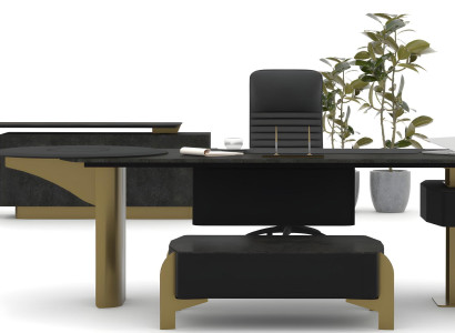 Exklusives Büro-Set Designer Chefmöbel Holz Couchtisch Konsolentisch