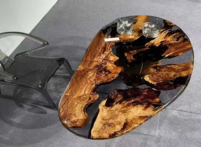 Designer-Epoxidharztisch Tropfenform Luxuriöse Esszimmer Möbel