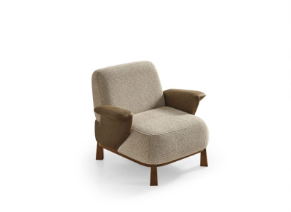 Moderner Beiger Polstersessel Designer Wohnzimmermöbel Holzrahmen