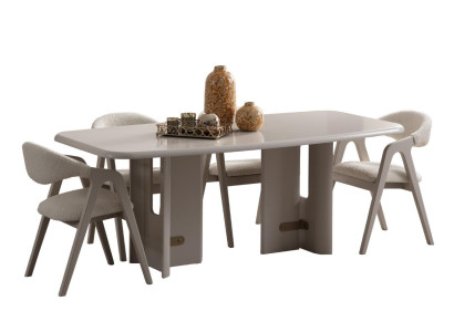 Moderner Esszimmer Set Designer Holztisch Luxuriöse Polsterstühle