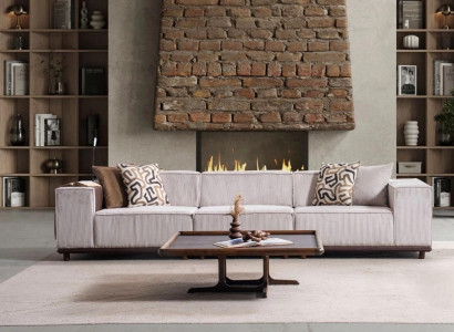 Elegantes Stoffsofa Luxuriöse Wohnzimmer Sitzmöbel 4-Sitzer Couch