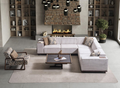 Elegantes Wohnzimmer Set Designer Ecksofa 2x Polster Sessel -3tlg.