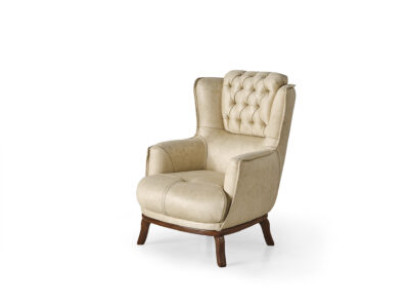 Beiger Chesterfielder Ledersessel Designer Wohnzimmer Polstersessel