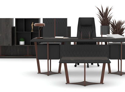 Stilvolle Büroeinrichtung Designer Set Bürotisch Regalwand 2x Tische