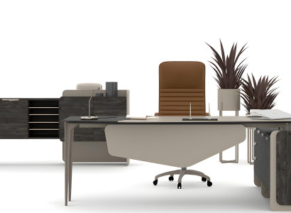 Hochwertige Büroeinrichtung Moderner Schreibtisch Holz Beistelltisch