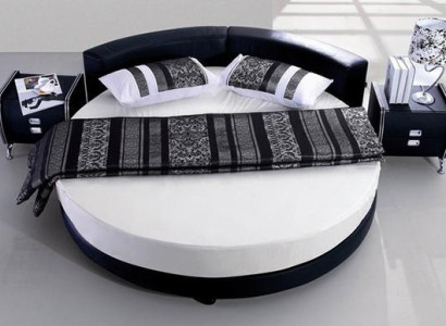 Exklusives Schwarzes Lederbett Designer Schlafzimmer Rundbetten
