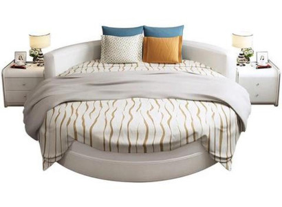 Weißes Schlafbett Stilvolles Rundbett Schlafzimmer Textilbetten