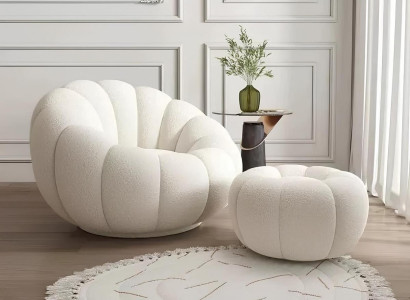 Beiger komprimierbarer Sessel mit Ottoman stylischer, bequemer Sessel