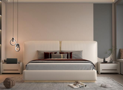 Designer Weißes Doppelbett Stilvolles Polsterbett Edle Textilbetten