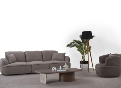 Stilvolle Wohnzimmer Garnitur Viersitzer Luxus Couchtisch Rundsessel