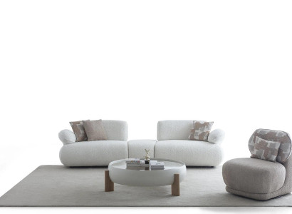 Weiße Couchgarnitur Moderner 4-Sitzer Luxuriöser Stoffsessel