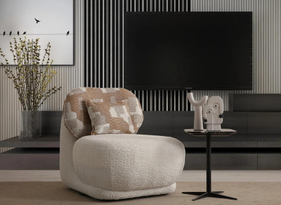 Designer Beiger Sessel Wohnzimmer Stoffsessel Luxus Einsitzer