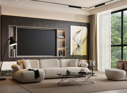 Weiße Wohnzimmer Sitzgarnitur Edles Ecksofa Holz Couchtisch Sessel