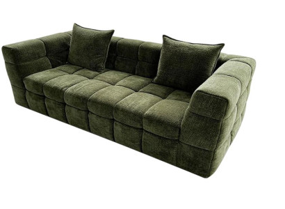 Komprimierbares grünes 3-Sitzer Stoffsofa Großes Sofa für das Wohnzimmer
