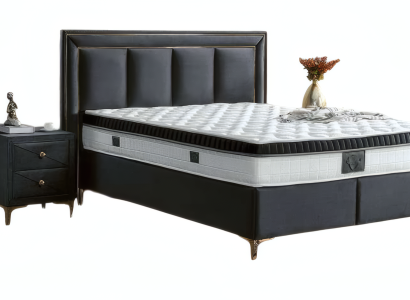 Schlafzimmer Set 3tlg Bett mit Stauraum 2x Nachttische Modernes Komplettset