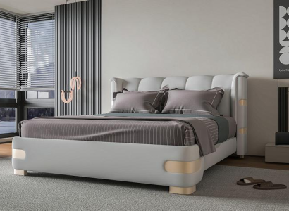 Graunes Schlafzimmer Bett Designer Doppelbett Edelstahlelemente