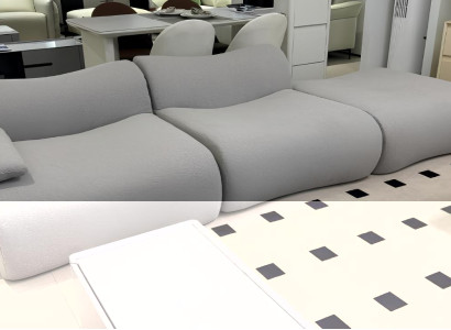 Komprimierbares Sofa grau modern Stoff Sofa Luxuriöser weicher Sofa