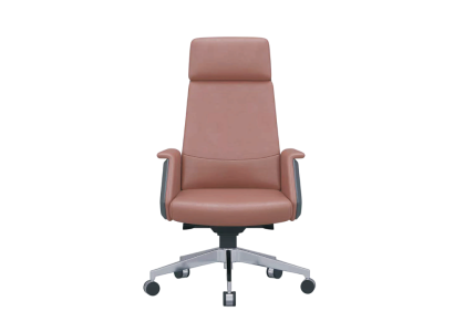 Brauner Chefsessel aus Leder mit ergonomischem Drehdesign