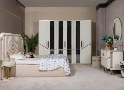 Das Schlafzimmer set (Bett, 2x Nachttisch, Schrank, Kommode mit Spiegel)