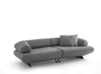Designer Polstersofa Graues Stoffsofa Wohnzimmer Luxus Couch