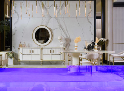 Das stilvolle Esszimmer-Set 6 tlg (Esstisch+4x Stühle+Konsole mit Spiegel).